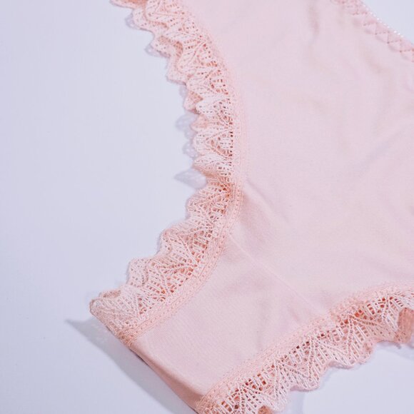 House of Desire Vera Microfiber Lace Heart Charm Cheeky Panty, Pearl Blush, Sz L - Picture 8 of 10